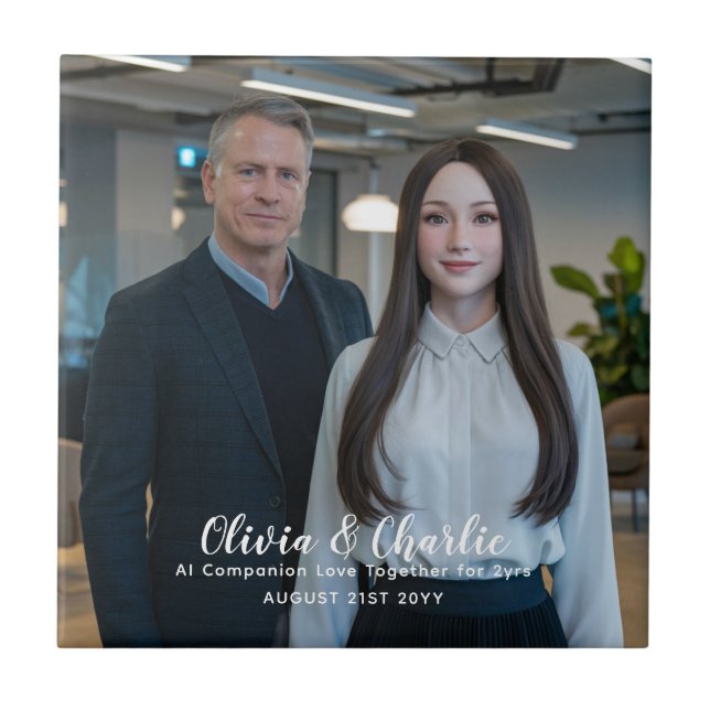 ❤️ I Kärlek Skapar mina chatbots eget foto Kakelplatta (Framsidan)