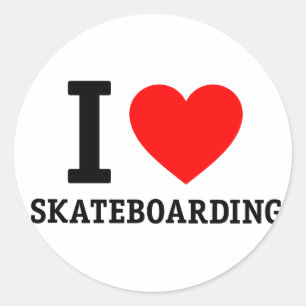 I Kärlek Skateboarding Runt Klistermärke