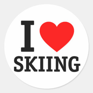 I Kärlek Skiing Runt Klistermärke