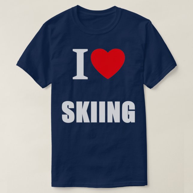 I Kärlek Skiing Skiers och Fläkt på Winter Sports T Shirt (Design framsida)