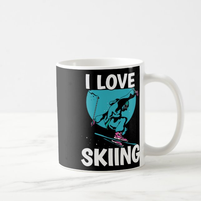 I Kärlek Skiing Skiers Skier Ski Winter Sports Kaffemugg (Höger)