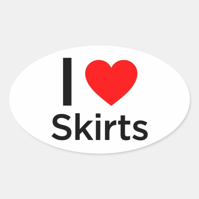 I Kärlek Skirts Ovalt Klistermärke (Framsida)