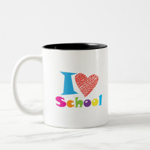 I kärlek-skolan. Back to school. Tecknad Cute Två-Tonad Mugg