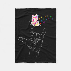 I Kärlek skriver du språk Butterfly Autism Awa Fleecefilt