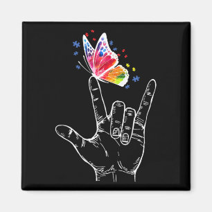 I Kärlek skriver du språk Butterfly Autism Awa Magnet