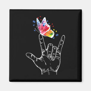 I Kärlek skriver du språk Butterfly Autism Awa Magnet