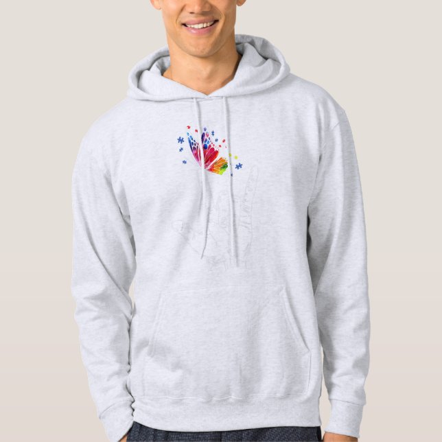 I Kärlek skriver du språk Butterfly Puzzle Paj Hoodie (Framsida)