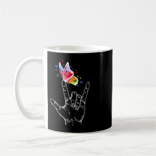 I Kärlek skriver du språk Butterfly Puzzle Paj Kaffemugg