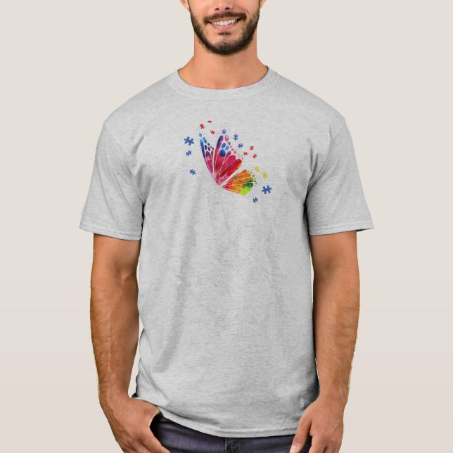 I Kärlek skriver du språk Butterfly Puzzle Paj T Shirt (Framsida)