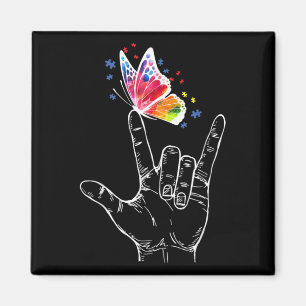 I Kärlek skriver du under "Butterfly Autism" Magnet