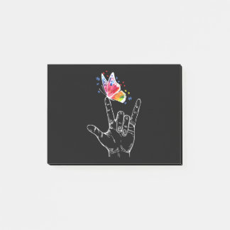 I Kärlek skriver du under "Butterfly Autism" Post-it Block