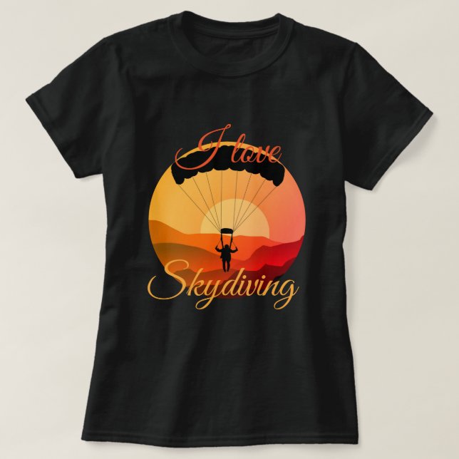 I kärlek skydyving retro fallskärm skydiving t shirt (Design framsida)