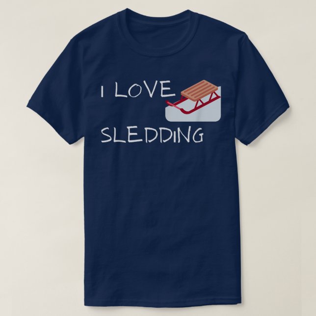 I Kärlek Sledding Snö Sledding T Shirt (Design framsida)