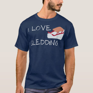 I Kärlek Sledding Snö Sledding T Shirt