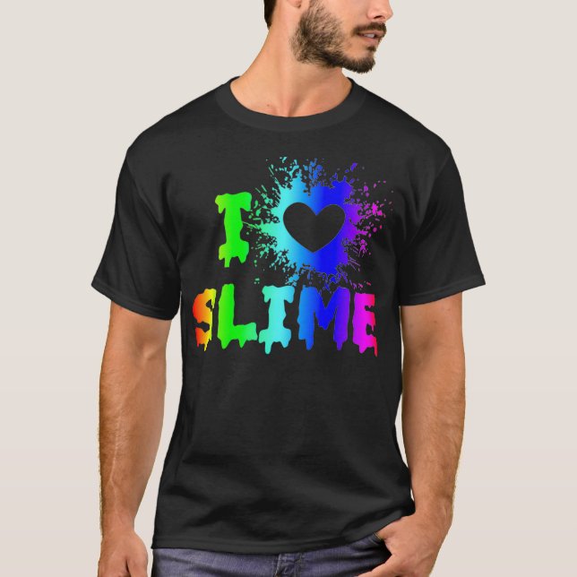 I Kärlek Slime Funny Rainbow Bright Heart Craft Sp T Shirt (Framsida)