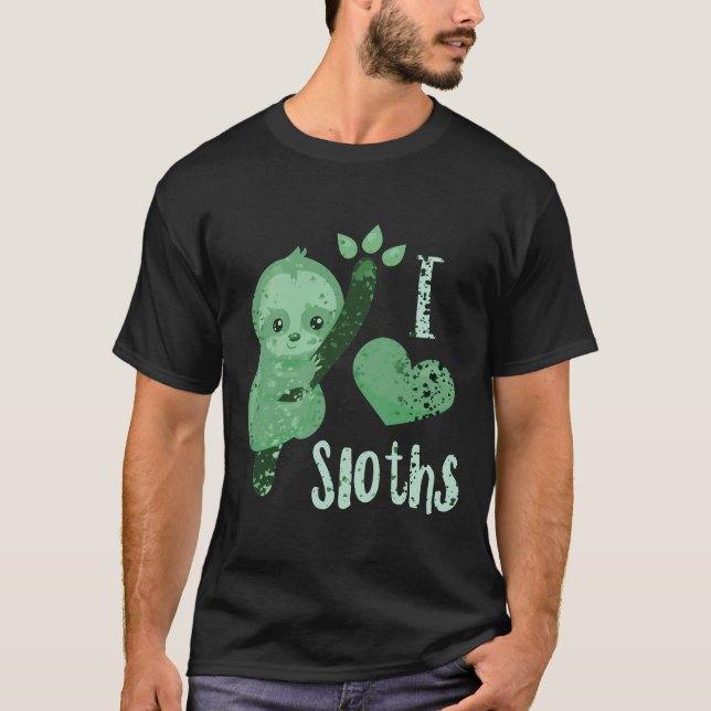 I Kärlek Sloth Splatter T Shirt (Framsida)