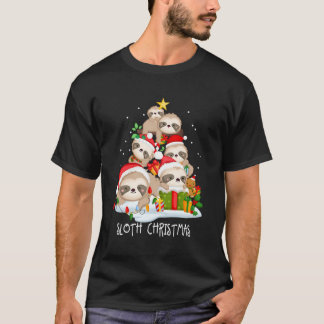I Kärlek Sloth Träd Merry Slothmas Julafton Firand T Shirt