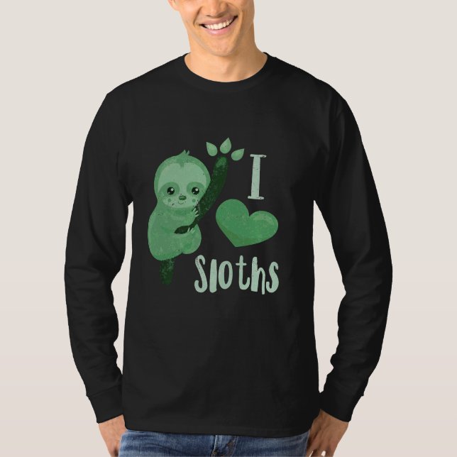 I Kärlek Sloths Bw T Shirt (Framsida)