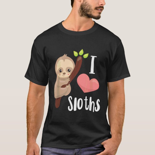 I Kärlek Sloths Cute Sloth T Shirt (Framsida)