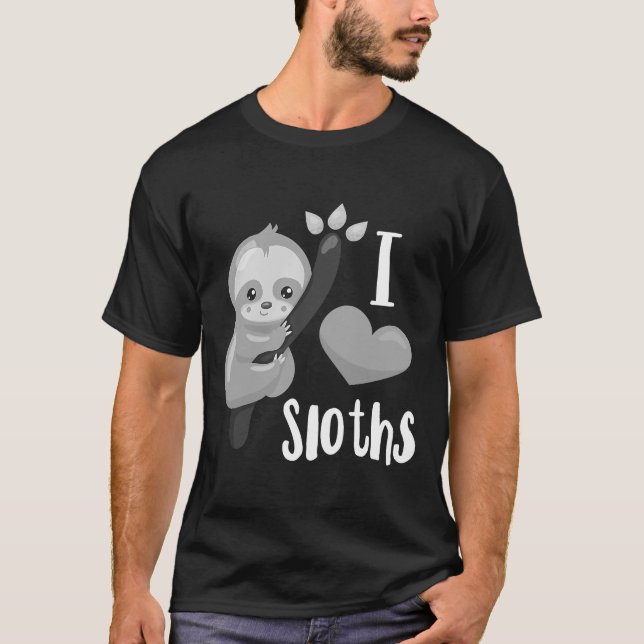 I Kärlek Sloths Nap Sloth Lazy Sleeping T Shirt (Framsida)