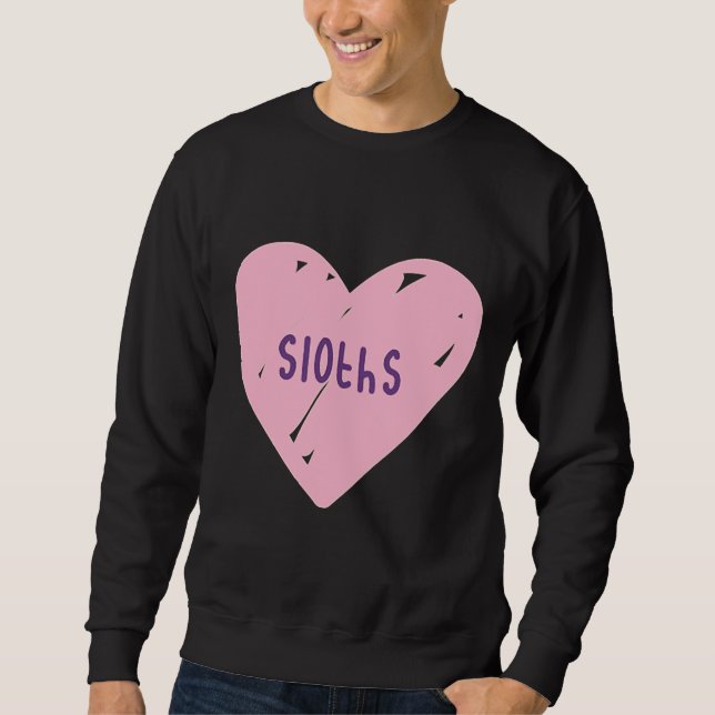 I Kärlek Sloths Pastel Rosa Heart Lång Ärmad Tröja (Framsida)