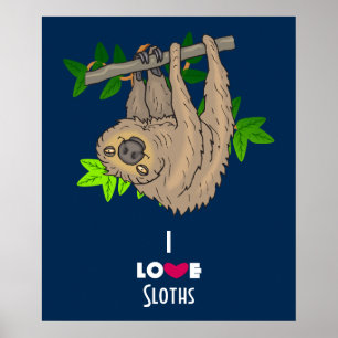 i Kärlek Sloths Poster