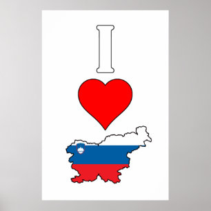 I Kärlek Slovenien / I Hjärtar Slovenien Lodrät Poster
