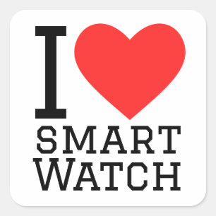 I kärlek smart watch fyrkantigt klistermärke