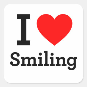 I Kärlek Smiling Fyrkantigt Klistermärke