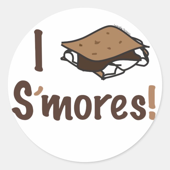 I Kärlek S'mores Runt Klistermärke (Framsida)