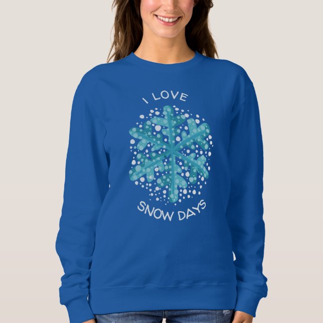 I Kärlek Snö Days Blue Snowflake T-Shirt (Framsida)