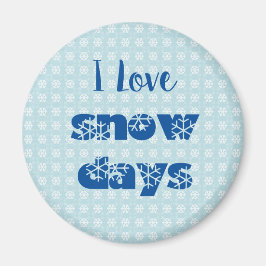 I Kärlek Snö Days Modern Blue Snowflake Magnet