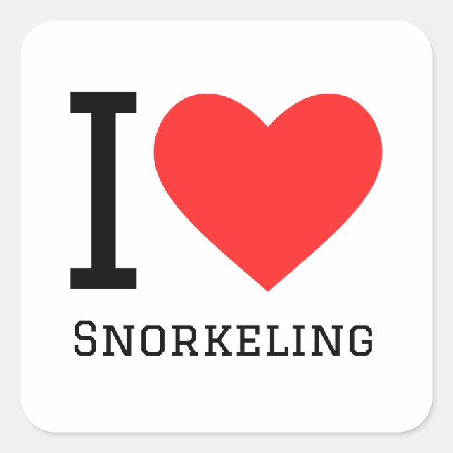 I kärlek snorkeling fyrkantigt klistermärke (Framsida)