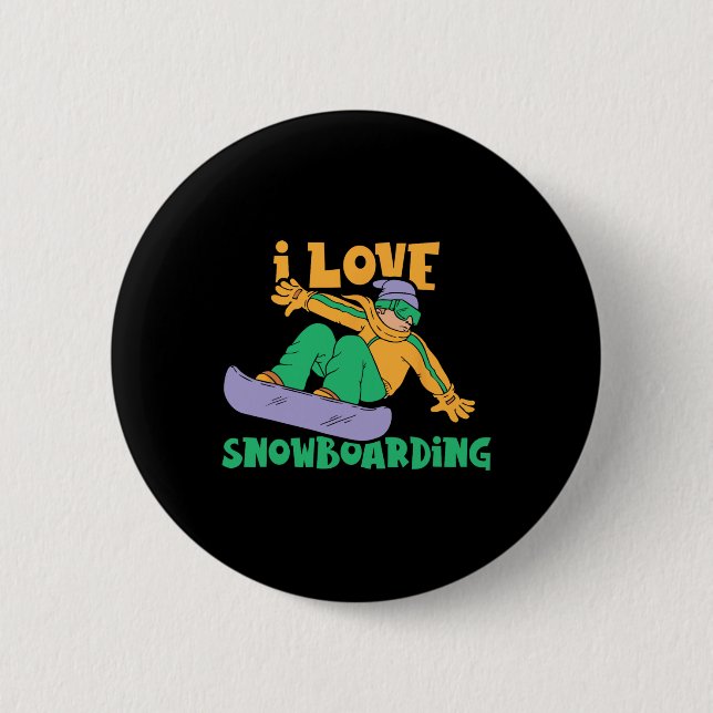 I Kärlek Snowboarding Älskare Snowboarder Knapp (Framsida)