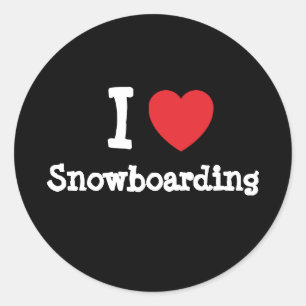 I kärlek Snowboarding anpassningsbar personlig Runt Klistermärke