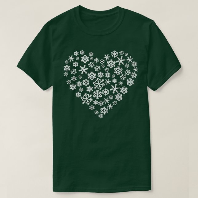 I kärlek SnowSnowflake Heart T Shirt (Design framsida)