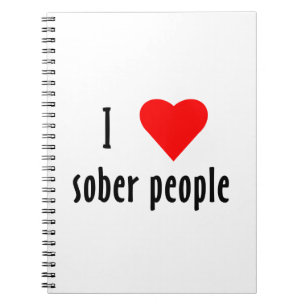 I Kärlek Sober People som säger citat Anteckningsbok Med Spiral
