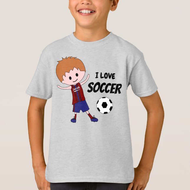 I Kärlek Soccer Boy - med namnet jersey blond T Shirt (Framsida)
