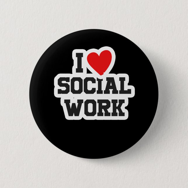 I Kärlek Social Work Social Worker Liberal Gift Knapp (Framsida)