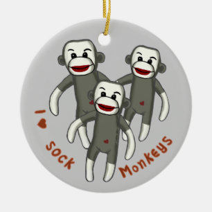 I Kärlek Sock monkey ornament