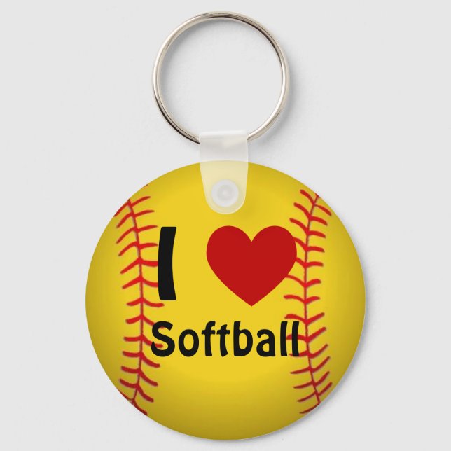 I Kärlek Softball Keychain Nyckelring (Framsida)