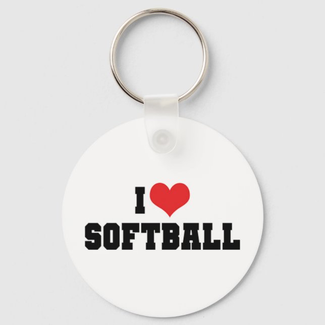 I Kärlek Softball Keychain Nyckelring (Framsida)