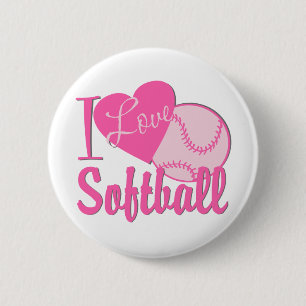 I Kärlek Softball Rosa Knapp
