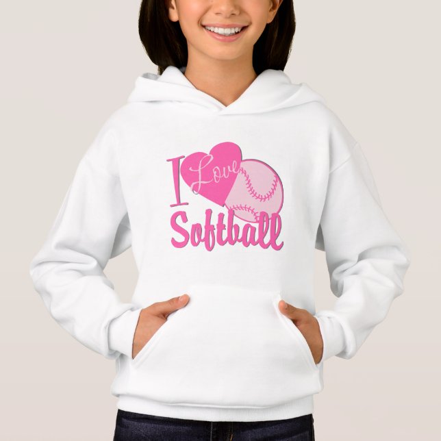 I Kärlek Softball Rosa T-shirt (Framsida)