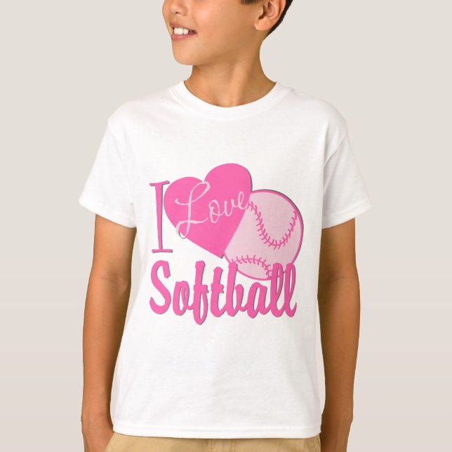 I Kärlek Softball Rosa Tröja (Framsida)