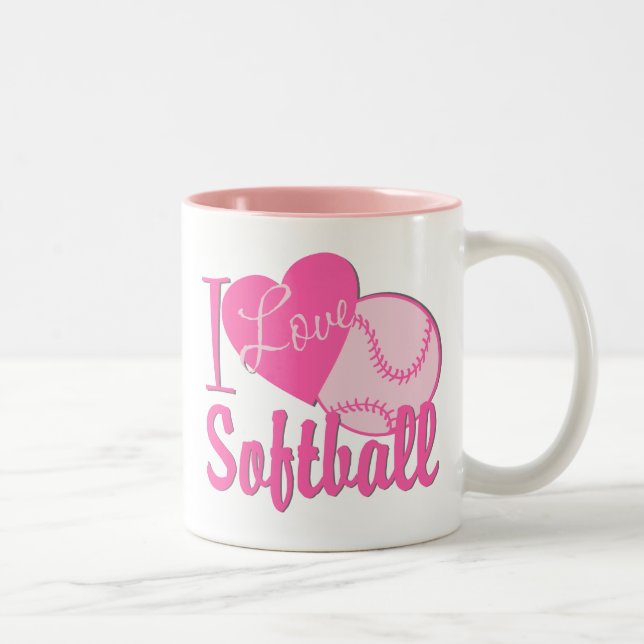 I Kärlek Softball Rosa Två-Tonad Mugg (Höger)