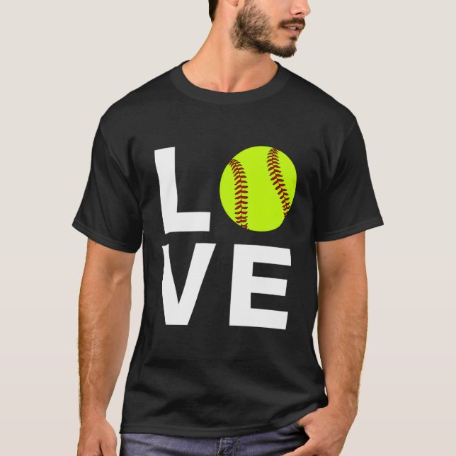 I Kärlek Softball T Shirt (Framsida)