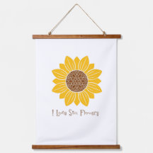 I Kärlek Sol Flowers Wood Topped Wall Tapestry