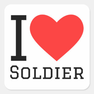 I kärlek soldat fyrkantigt klistermärke