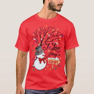 I Kärlek som är en granny Snögubbe Funny-familjeju T Shirt